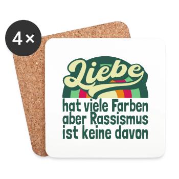 Liebe hat viele Farben Anti Rassismus - Untersetzer (4er-Set) - Weiß - Vorne