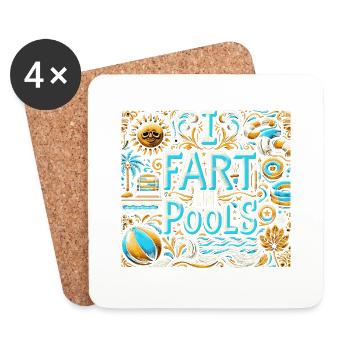 Je Pète Dans Les Piscines 12 - Dessous de verre (lot de 4) - blanc - Devant