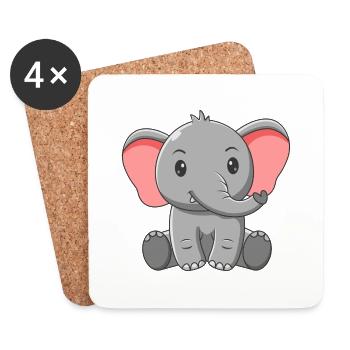 Elephant - Coasters (set of 4) - white - Front