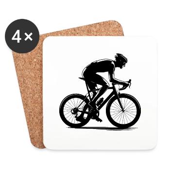 Rennrad - Marathon - Untersetzer (4er-Set) - Weiß - Vorne