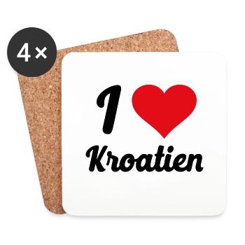I Love Kroatien - Untersetzer (4er-Set) - Weiß - Vorne