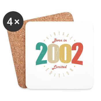 2002 Vintage Anniversaire Rétro Cadeau 2002 - Dessous de verre (lot de 4) - blanc - Devant