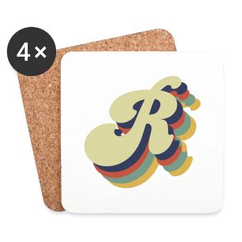 Retro-Buchstabe R - Untersetzer (4er-Set) - Weiß - Vorne