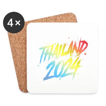 Thaïlande 2024 Équipe de vacances colorée - Dessous de verre (lot de 4) - blanc - Devant