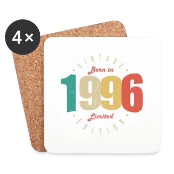 1996 Vintage Retro Anniversary Gift 1996 - Coasters (set of 4) - white - Front