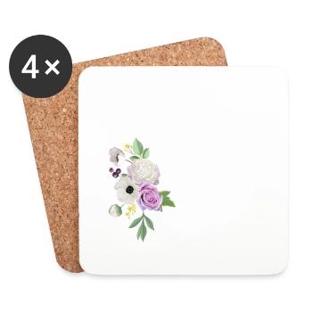 Lila Blumenbuchstabe c - Untersetzer (4er-Set) - Weiß - Vorne