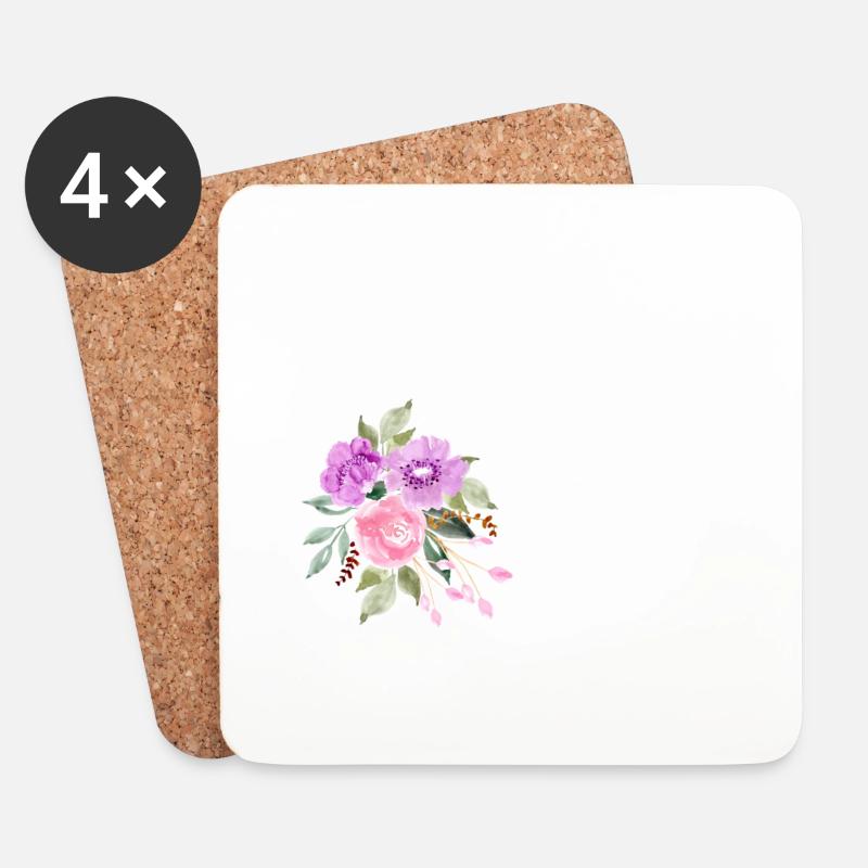 Lila Blumenbuchstabe c - Untersetzer (4er-Set) - Weiß