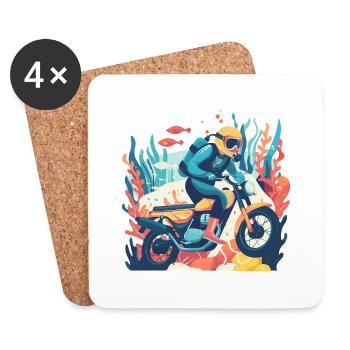 Scuba Diver on a Motorbike 1 - Coasters (set of 4) - white - Front