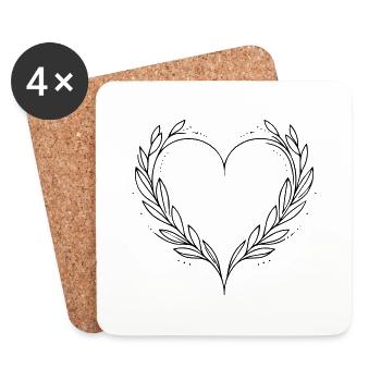 Cœur - Dessous de verre (lot de 4) - blanc - Devant