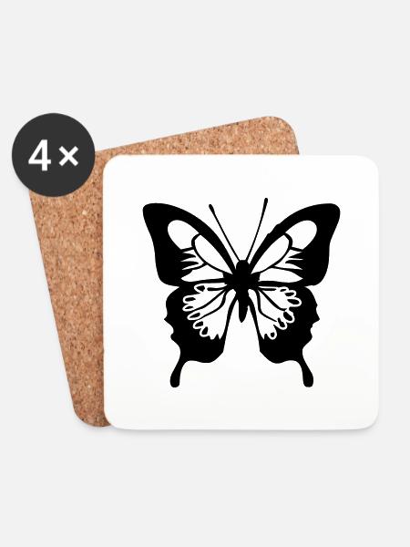 schmetterling - Untersetzer (4er-Set) - Weiß