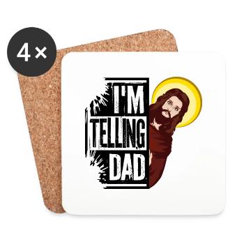 Je dis à papa drôle Jésus Meme Dieu Religieux - Dessous de verre (lot de 4) - blanc - Devant