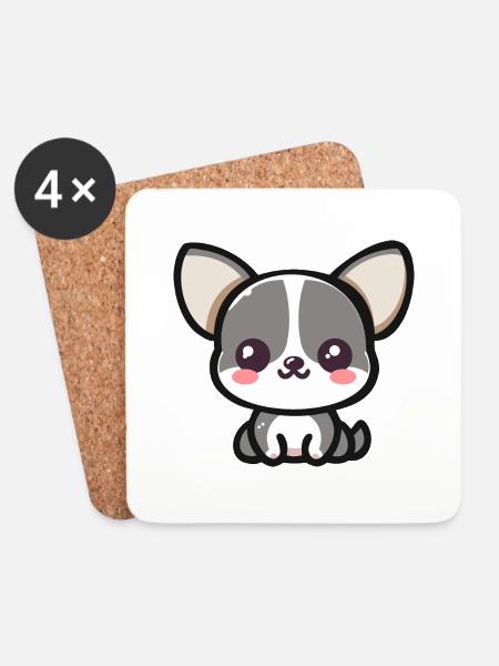 Kawaii Chihuahua! - Untersetzer (4er-Set) - Weiß