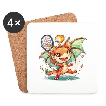 Cute Female Dragon Badminton - Untersetzer (4er-Set) - Weiß - Vorne
