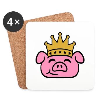 Schwein König Kopf Königin Krone Prinz Prinzessin - Untersetzer (4er-Set) - Weiß - Vorne
