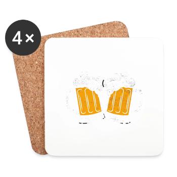 BIERAKTIVIST - HEBEN STATT KLEBEN - Untersetzer (4er-Set) - Weiß - Vorne