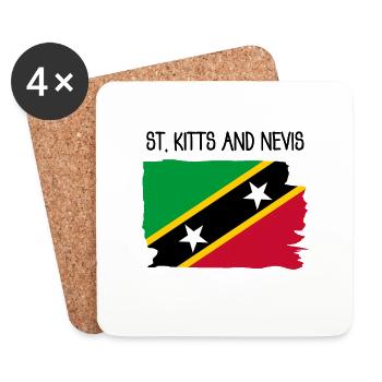 Saint Kitts and Nevis - Caribbean - West Indies - Coasters (set of 4) - white - Front