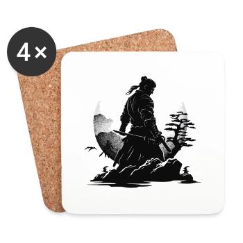 Samurai Krieger Japan Landschaft - Untersetzer (4er-Set) - Weiß - Vorne