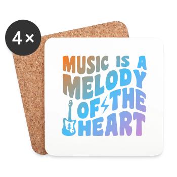 Music Is A Melody Of The Heart - Untersetzer (4er-Set) - Weiß - Vorne