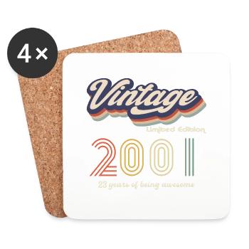 Vintage 2001 Vintage Retro Cadeau d’anniversaire - Dessous de verre (lot de 4) - blanc - Devant