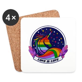 L’amour est l’amour Licorne - Dessous de verre (lot de 4) - blanc - Devant