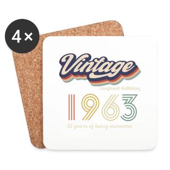 Vintage 1963 Vintage Retro Geburtstagsgeschenk - Untersetzer (4er-Set) - Weiß - Vorne