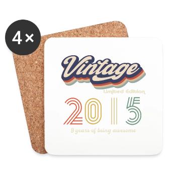 Jahrgang 2015 Vintage Retro Geburtstagsgeschenk - Untersetzer (4er-Set) - Weiß - Vorne