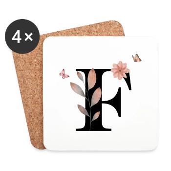 Buchstabe f Wildblumen Aquarelle - Untersetzer (4er-Set) - Weiß - Vorne