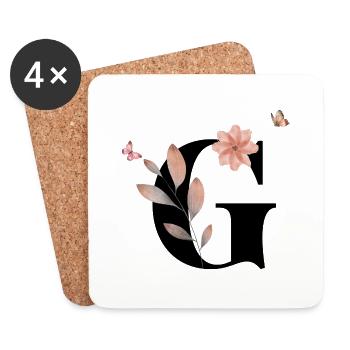 Buchstabe g Wildblumen Aquarelle - Untersetzer (4er-Set) - Weiß - Vorne