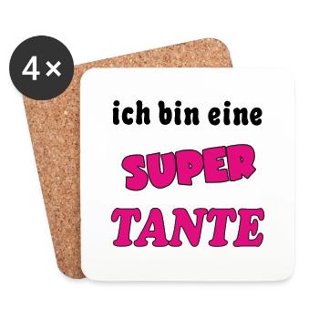 Ich bin eine Super TANTE - Untersetzer (4er-Set) - Weiß - Vorne