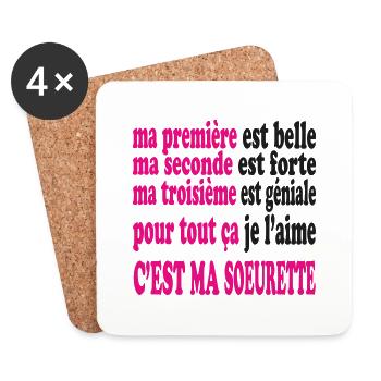 Ma SOEURETTE est belle - Dessous de verre (lot de 4) - blanc - Devant