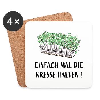 Einfach mal die Kresse halten - Untersetzer (4er-Set) - Weiß - Vorne