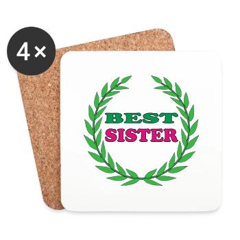 BEST SISTER - Dessous de verre (lot de 4) - blanc - Devant