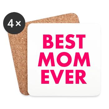 Best mom ever - Dessous de verre (lot de 4) - blanc - Devant