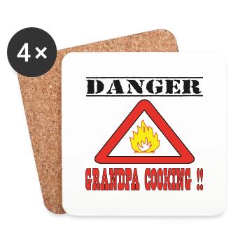 Danger grandpa cooking - Dessous de verre (lot de 4) - blanc - Devant