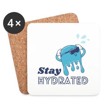 Restez hydraté - Dessous de verre (lot de 4) - blanc - Devant