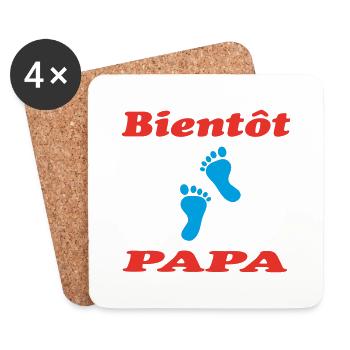 BIENTOT PAPA - Dessous de verre (lot de 4) - blanc - Devant