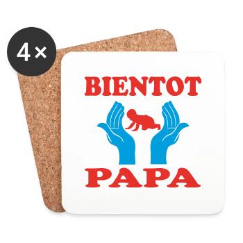 BIENTOT PAPA - Dessous de verre (lot de 4) - blanc - Devant