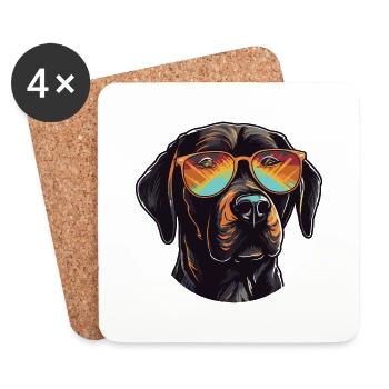 Labrador Dog Hipster Cool Party - Coasters (set of 4) - white - Front