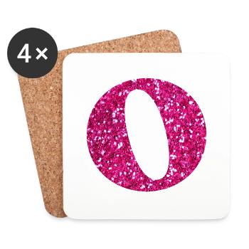 Letter o pink glitter - Coasters (set of 4) - white - Front