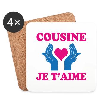 COUSINE JE T'AIME - Dessous de verre (lot de 4) - blanc - Devant