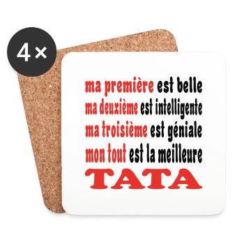 Ma TATA - Dessous de verre (lot de 4) - blanc - Devant