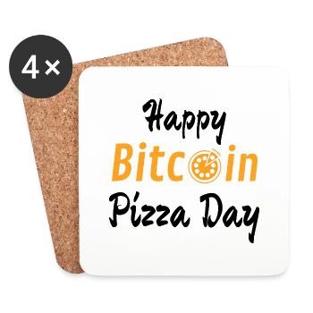 Happy Bitcoin Pizza Day - Untersetzer (4er-Set) - Weiß - Vorne
