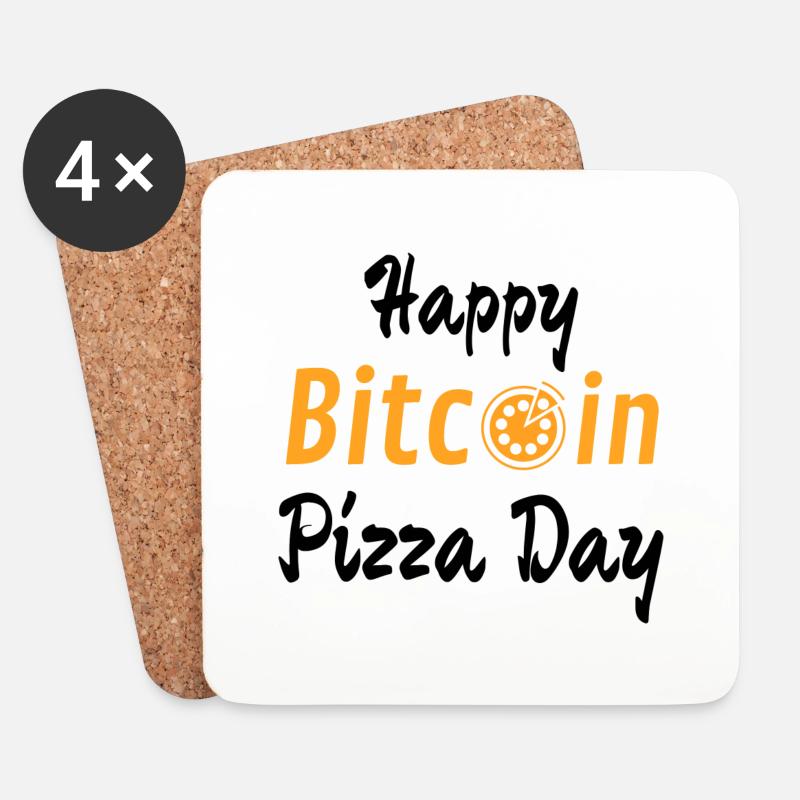 Happy Bitcoin Pizza Day - Untersetzer (4er-Set) - Weiß