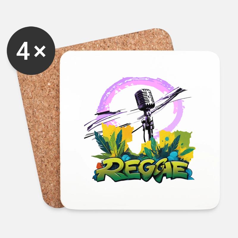 Reggae Mikrofon - Untersetzer (4er-Set) - Weiß