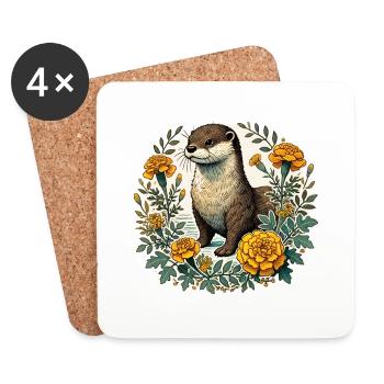 Otter - Untersetzer (4er-Set) - Weiß - Vorne