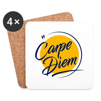 Badge Vintage Carpe Diem - Coasters (set of 4) - white - Front