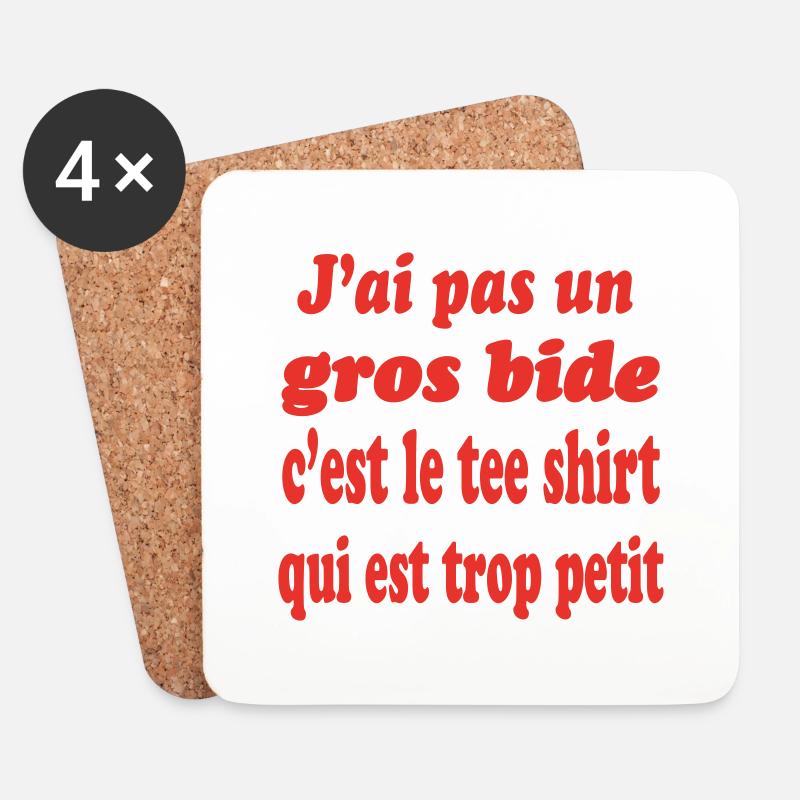 T-Shirt mit großem Bauch zu klein - Untersetzer (4er-Set) - Weiß