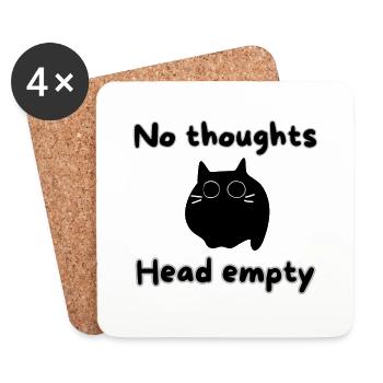 Black Cat Shirt No toughts, Head Empty - Dessous de verre (lot de 4) - blanc - Devant