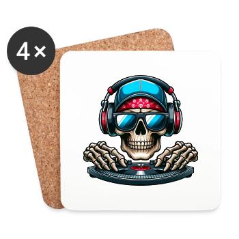 Skull DJ - Coasters (set of 4) - white - Front