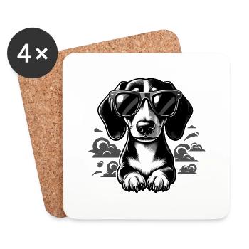 Black and white dachshund - Coasters (set of 4) - white - Front